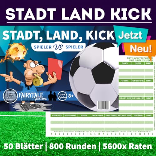 Fussball Duo Pack: Stadt Land Kick + Elfmeter Battle | 2 Fußballspiele für die ganze Familie| Reisespiele | Familienspiele | Geburtstagsgeschenk Fussballfans von Fairytale Creations