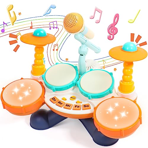 Baby Spielzeug Schlagzeug Kinder - Trommel Kinder Musikinstrumente für Kinder ab 1 Jahr Babyspielzeug Kindertrommel Kinderschlagzeug Spielzeug ab 1 2 Jahr 12 Monate von Fajiabao