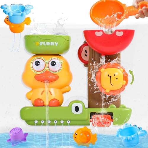 Badewannenspielzeug ab 1 2 3 Jahr,Badespielzeug Baby ab 1 Jahr,Enten und Löwen,Wasserspielzeug Kinder Badewannen Spielzeug ab 1 2 3 Jahre,Badespielzeug Baby ab 6-18 Monate,Geschenk für Mädchen Jungen von Fajiabao