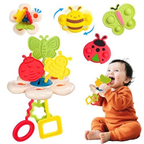 Fajiabao Montessori Spielzeug Baby Sensorik Spielzeug ab 6 Monate 3 Saugnapf Spinner + 1 Ziehspielzeug Kleinkind Fidget Spinner Baby Badewannenspielzeug & Reisespielzeug ab 6 Monaten bis 1 Jahr Fajiabao Montessori Spielzeug Baby Sensorik Spielzeug ab 6 Monate 3 Saugnapf Spinner + 1 Ziehspielzeug Kleinkind Fidget Spinner Baby Badewannenspielzeug & Reisespielzeug ab 6 Monaten bis 1 Jahr von Fajiabao