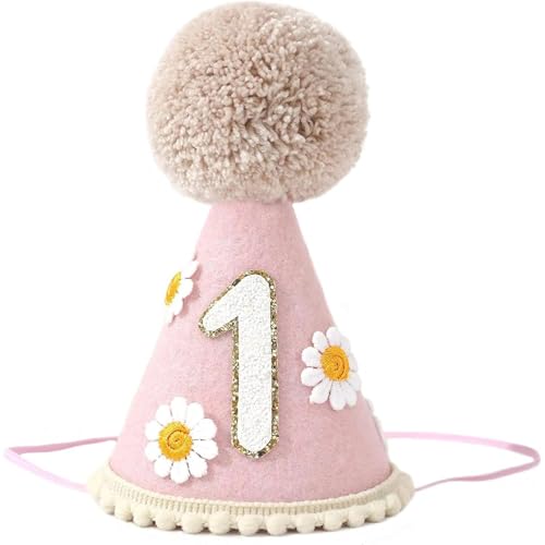 Fakcrkun 1. Geburtstag Hut für Baby Mädchen Jungen, Boho Erster Geburtstag Hut, Pink Daisy One Birthday Crown Conical Cap für 1. Geburtstag Dekorationen Foto Requisiten Fakcrkun 1. Geburtstag Hut für Baby Mädchen Jungen, Boho Erster Geburtstag Hut, Pink Daisy One Birthday Crown Conical Cap für 1. Geburtstag Dekorationen Foto Requisiten von Fakcrkun