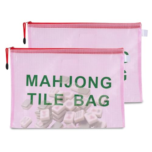 Fakcrkun Mahjong Fliesentasche, wiederverwendbare Mah Jong Aufbewahrungstasche, wasserdichte Kartenhalter, Mahjong Geschenke, Zubehör für Mahjong-Liebhaber, Rosenrot (nur Hülle) von Fakcrkun