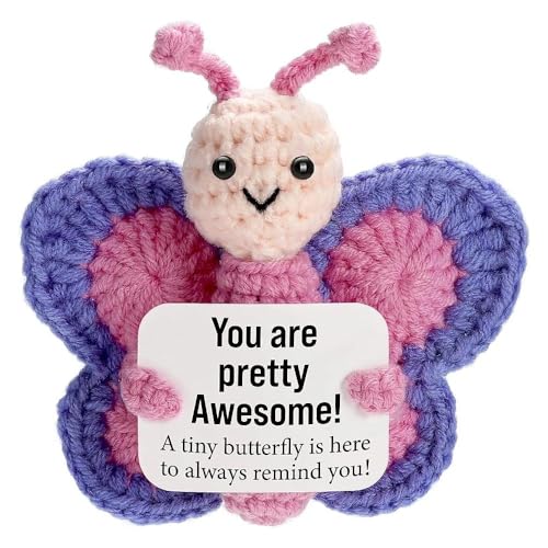 Fakcrkun Positiver Häkelschmetterling, handgefertigtes positives Häkelgeschenk mit inspirierender Karte, lustiges emotionales Unterstützungsgeschenk für Frauen, Geburtstag, Abschluss, Freundschaft Fakcrkun Positiver Häkelschmetterling, handgefertigtes positives Häkelgeschenk mit inspirierender Karte, lustiges emotionales Unterstützungsgeschenk für Frauen, Geburtstag, Abschluss, Freundschaft von Fakcrkun