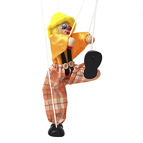 Clown Marionette Puppe Pull String Spielzeug Clown Spiel Holz Marionette für Kinder Handmarionette Puppet Spielzeug für Kinder Weihnachten Halloween Geburtstage von FakeFace