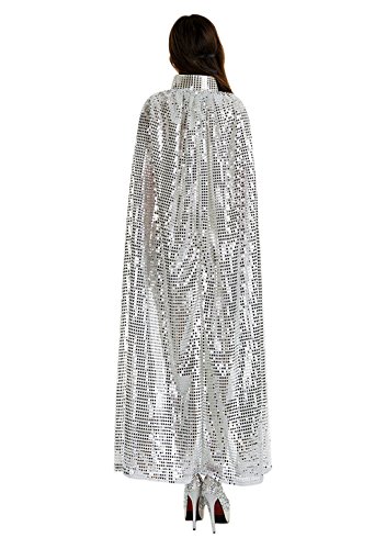 FakeFace Damen Herren Karneval Halloween Kapuzenumhang Halloween Kostüm Lange Pailletten Kostüm Cosplay Requisiten Set für Erwachsene und Kinder, Silber FakeFace Damen Herren Karneval Halloween Kapuzenumhang Halloween Kostüm Lange Pailletten Kostüm Cosplay Requisiten Set für Erwachsene und Kinder, Silber von FakeFace