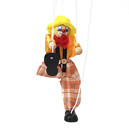FakeFace Clown Marionette Puppe Pull String Spielzeug Clown Spiel Holz Marionette für Kinder Puppet Spielzeug für Kinder Weihnachten Halloween Geburtstage Geschenk (Gelb) von FakeFace