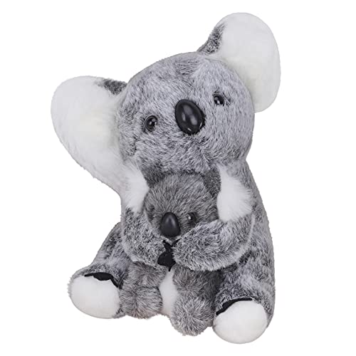FakeFace Plüsch Tier Koala Bär Mama und Baby Koala weiches Plüschtier Spielzeug Baby Dusche Kinderzimmer Dekor Zoo Tiere für Kleinkinder Niedliche gefüllte Koalas für Kinder, grau, 28cm von FakeFace