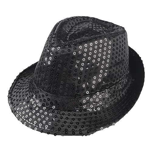Glitzernder Paillettenhut Jazz-Tanzhut Fedora Hut für Erwachsene und Kinder, Sequins Hat Retro Disco Partyhut für 70er Jahre Verkleidung, Kostümpartys, Karneval und Mottoparty von FakeFace