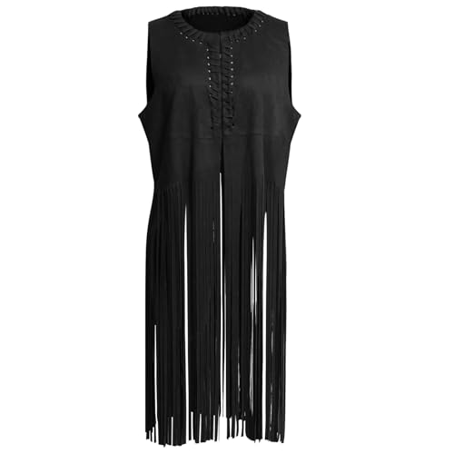 Hippie Weste Kostüm für Damen Herren, Vintage 60er 70er Jahre Fransen Weste Jacke Hippie Fransenweste mit Quasten für Karneval, Halloween, Cosplay und Disco-Partys, Boho Cowboy Cowgirl Outfit Hippie Weste Kostüm für Damen Herren, Vintage 60er 70er Jahre Fransen Weste Jacke Hippie Fransenweste mit Quasten für Karneval, Halloween, Cosplay und Disco-Partys, Boho Cowboy Cowgirl Outfit von FakeFace