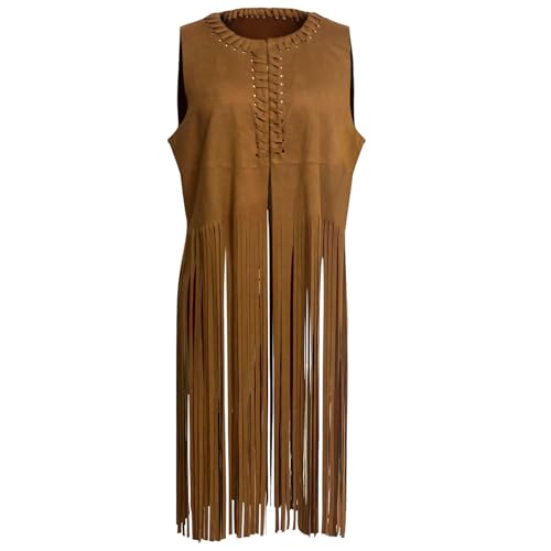 Hippie Weste Kostüm für Damen Herren, Vintage 60er 70er Jahre Fransen Weste Jacke Hippie Fransenweste mit Quasten für Karneval, Halloween, Cosplay und Disco-Partys, Boho Cowboy Cowgirl Outfit Hippie Weste Kostüm für Damen Herren, Vintage 60er 70er Jahre Fransen Weste Jacke Hippie Fransenweste mit Quasten für Karneval, Halloween, Cosplay und Disco-Partys, Boho Cowboy Cowgirl Outfit von FakeFace