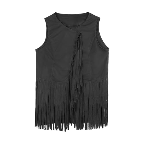 Hippie Weste Kostüm für Damen Herren, Vintage 60er 71er Jahre Fransen Weste Jacke Hippie Fransenweste mit Quasten für Karneval, Halloween, Cosplay und Disco-Partys, Boho Cowboy Cowgirl Outfit Hippie Weste Kostüm für Damen Herren, Vintage 60er 71er Jahre Fransen Weste Jacke Hippie Fransenweste mit Quasten für Karneval, Halloween, Cosplay und Disco-Partys, Boho Cowboy Cowgirl Outfit von FakeFace