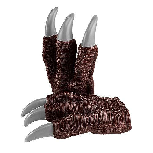 Hochwertiges Dinosaurier-Krallenhandschuhe für Kinder und Erwachsene, Realistische Weiche Velociraptor Tyrannosaurus Dino Kostüm Klauen Hände Pfoten Paw für Rollenspiele und Halloween (Braun) von FakeFace