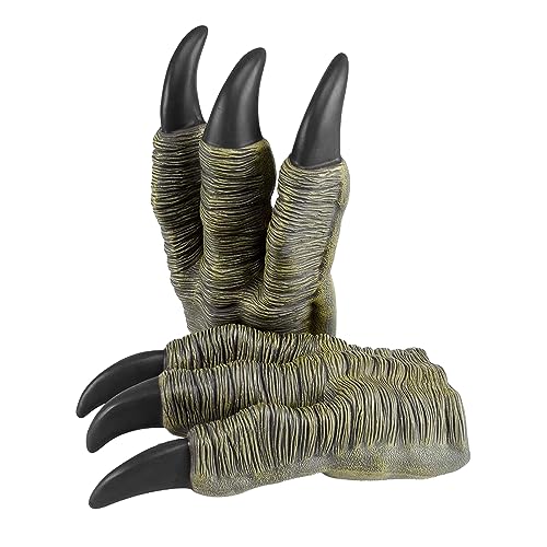 Hochwertiges Dinosaurier-Krallenhandschuhe für Kinder und Erwachsene, Realistische Weiche Velociraptor Tyrannosaurus Dino Kostüm Klauen Hände Pfoten Paw für Rollenspiele und Halloween (Grün) von FakeFace