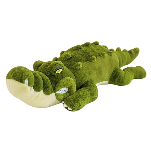 Krokodil Kuscheltier Plüschtier Kissen Kinder Groß Grün Krokodil Stofftier 80CM Alligator Plüsch Spielzeug Tier Spielzeug Weiches Dekokissen Geschenk für Kleinkinder Jungen Mädchen (Hellgrün) von FakeFace