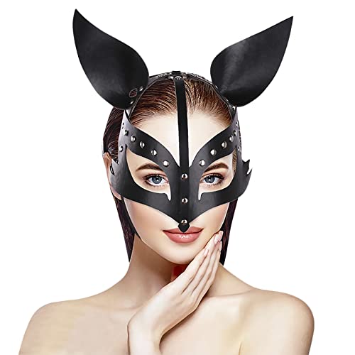 PU Leder Halbgesichts Maske Fuchsmasken Augenmaske Damen Sexy Halbgesicht Fuchs Kätzchen Catwoman Masken Ledermaske für Halloween Cosplay Karneval Maskerade Ball Make-Up von FakeFace