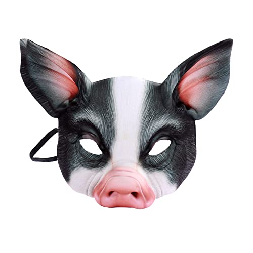 Realistische gedruckte Halbmaske Tierkostüm-Maske Halloween Schwein Karnevalsmaske, Halloween Tiermaske für Karneval Fasching Festival Verkleidung Club Kostümparty Cosplay-Requisiten von FakeFace