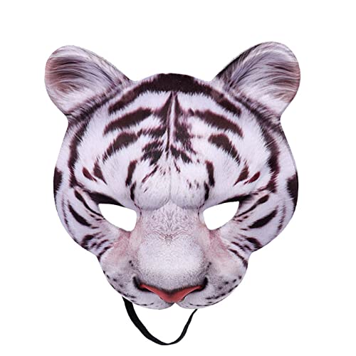 Realistische gedruckte Halbmaske Tierkostüm-Maske Halloween Tiger Karnevalsmaske, Halloween Tiermaske für Karneval Fasching Festival Verkleidung Club Kostümparty Cosplay-Requisiten von FakeFace