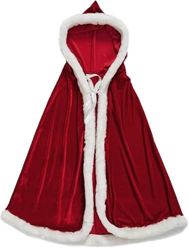 Weihnachten Santa Claus Umhang mit Kapuze, Rote Samt Weihnachtsmantel Cape Kleid, Rotkäppchen Weihnachtsfrau Kostüm, Miss Santa Claus Kapuzenponcho Party Kleid Outfit für Kinder Erwachsene 120cm Weihnachten Santa Claus Umhang mit Kapuze, Rote Samt Weihnachtsmantel Cape Kleid, Rotkäppchen Weihnachtsfrau Kostüm, Miss Santa Claus Kapuzenponcho Party Kleid Outfit für Kinder Erwachsene 120cm von FakeFace