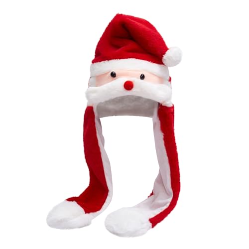 Weihnachtsmütze Plüsch Mütze mit Beweglichen Ohren – Lustige Nikolausmütze, Rentier, Reh Plüschmütze, Weihnachtsmann Hut Fasching Karneval Party Kostüm für Damen Herren und Kinder von FakeFace