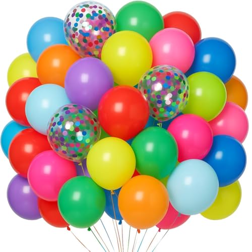 Fakindiy Luftballons Birthday decorations Set Bunte – 11 Farben 66 Stück 30cm Luftballons für Geburtstag, Hochzeit & Partydeko Luftballon girlande, Inkl. Ballon Bänder & 70 Klebepunkte von Fakindiy