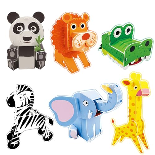 3D Puzzle Kinder Spielzeug, 6PCS Tier Thema 3D Puzzle Modell Kits, Puzzle 3D Tieren Lernspielzeug Bündel von Miniatur-Modell-Kit, Kreativ Geburtstagsgeschenk für Erwachsene Kinder Spielzeug von Falafoty
