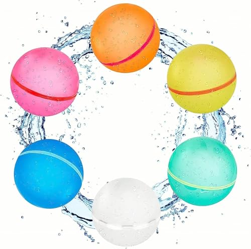 Falafoty 6PCS Wiederverwendbare Wasserbomben, Magnetische Selbstdichtende Wasserballons zum Schnellen Befüllen, Silikon-Wasserbomben für Sommer Garten Pool Strand Outdoor Spielzeug, Wasserspielzeug Falafoty 6PCS Wiederverwendbare Wasserbomben, Magnetische Selbstdichtende Wasserballons zum Schnellen Befüllen, Silikon-Wasserbomben für Sommer Garten Pool Strand Outdoor Spielzeug, Wasserspielzeug von Falafoty