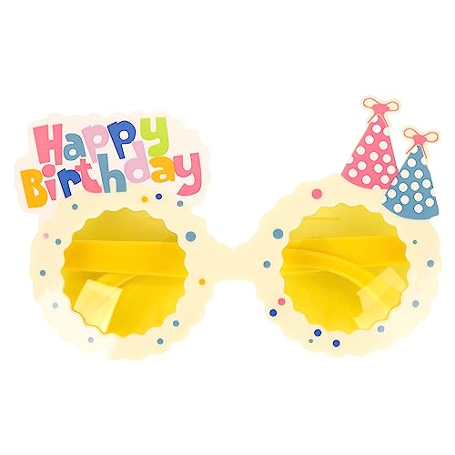 Falafoty Geburtstagsfeier Gläser, Spielzeug-Sonnenbrille Kinder Neuheit Sonnenbrille, Gläser in Form einer Geburtstagstorte, Lustige Sonnenbrille, Party-Accessoires in verschiedenen Formen (gelb) von Falafoty