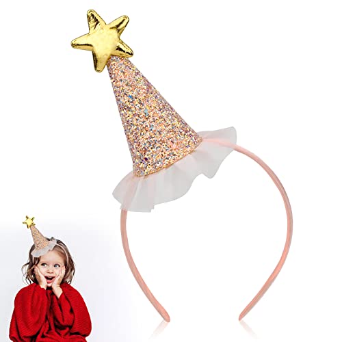 Falafoty Pentagramm Geburtstagskronen für Mädchen, Geburtstagsfeier Kronen-Stirnband für Kinder und Erwachsene,Prinzessin kleiner spitzer Hut Stirnband für Frauen, Happy Birthday Zubehör von Falafoty