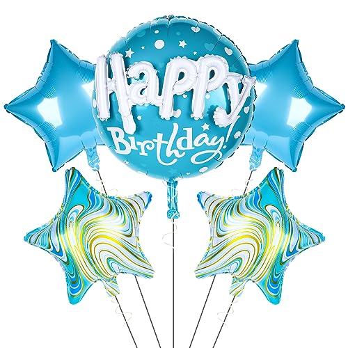 Geburtstagsfeier Luftballons 5 Kreativ Folienballon aus Aluminium Happy Birthday Luftballons Party Hintergrund Dekoration Foto-Requisiten für Jungen Mädchen Geburtstag Party Jubiläum Dekor (Blau) von Falafoty