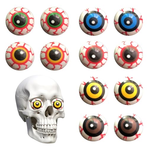 Halloween Augäpfel, 36PCS Halloween Augen Gruselige Augen für Schädel Kostüm, Realistische Halloween Augäpfel Horror Requisiten, Fake Eyes Eyeball Spielzeug für Kinder, Halloween-Partyzubehör von Falafoty