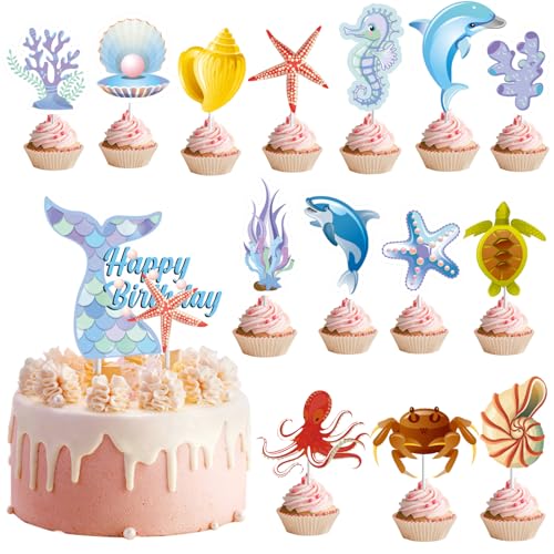 Meerjungfrau Kuchen Deko 15 Stück Glitzer Kuchendekoration Cupcake Tortenstecker Meerjungfrau Puppe Kuchenaufsatz für Baby Shower Mädchen Kinder Geburtstag Party Decor von Falafoty