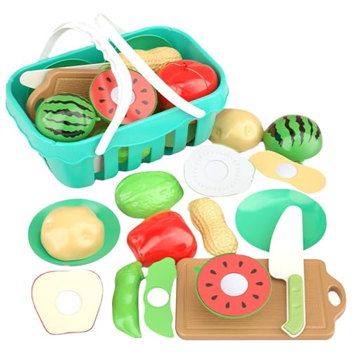 Spielen Lebensmittel Spielzeug für Kinder, Küchenspielzeug für Kinder Spielen Sie Küchenzubehör mit Schneiden von Obst und Gemüse, Lernspielzeug Rollenspiel Essen Küche Spielzeug Geschenk (11) von Falafoty