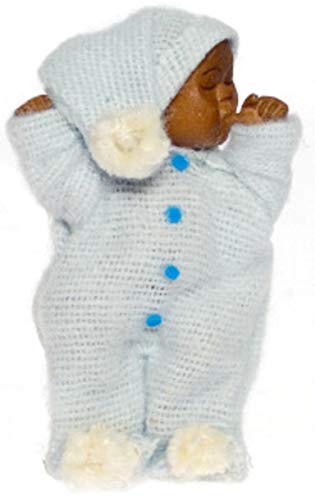 Puppenhaus Miniatur Braun Babyblau Outfit von Falcon Miniatures