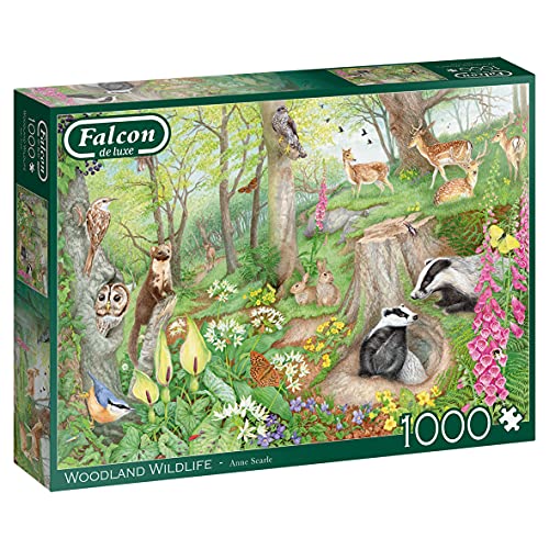Falcon Jumbo Spiele Falcon Puzzle 1000 Teile - Woodland Wildlife – ab 12 Jahren – Tierpuzzle von Falcon