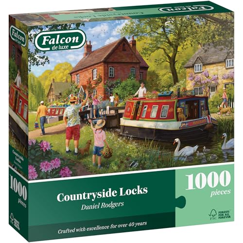 Falcon - Countryside Locks Puzzle mit 1000 Teilen – Daniel Rodgers Illustration – ruhige Sommerszene – Premium-Recycling-Karton – posterähnliche Oberfläche – umweltfreundliche Verpackung Falcon - Countryside Locks Puzzle mit 1000 Teilen – Daniel Rodgers Illustration – ruhige Sommerszene – Premium-Recycling-Karton – posterähnliche Oberfläche – umweltfreundliche Verpackung von Falcon