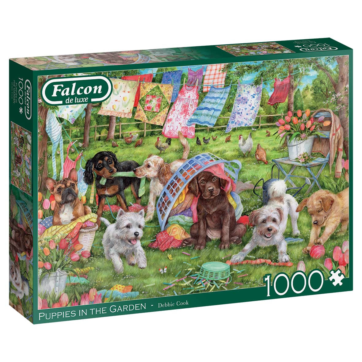 Falcon Puzzle 1000 Teile - Puppies in the Garden - von Falcon