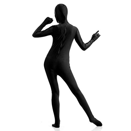 Faletony S-XXL Erwachsene Zentai Cosplay Bodysuit Ganzkörperanzug Unisex Tight Bodysuit Kostüm für Party Halloween Weihnachten, Schwarz (M) von Faletony