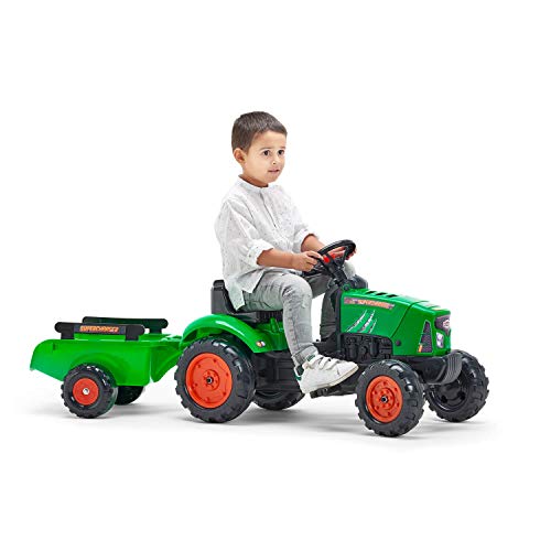 Falk - Traktor mit Pedalen Supercharger mit Anhänger – ab 2 Jahren Motorhaube zum Öffnen – Lenkrad mit Hupe – 2031AB, Grün Falk - Traktor mit Pedalen Supercharger mit Anhänger – ab 2 Jahren Motorhaube zum Öffnen – Lenkrad mit Hupe – 2031AB, Grün von Falk