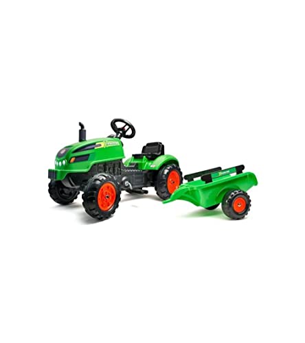 Falk - Traktor mit Pedalen X-Tractor mit Anhänger – ab 2 Jahren Motorhaube zum Öffnen – Lenkrad mit Hupe – 2048AB, grün von Falk