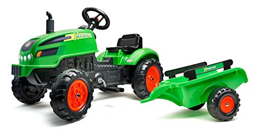 Falk 2048AB X Tractor grün mit offener Haube und Anhänger Traktoren von Falk