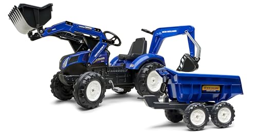 Falk New Holland T8 Tractor + Aanhanger + Lader + Graafarm von Falk