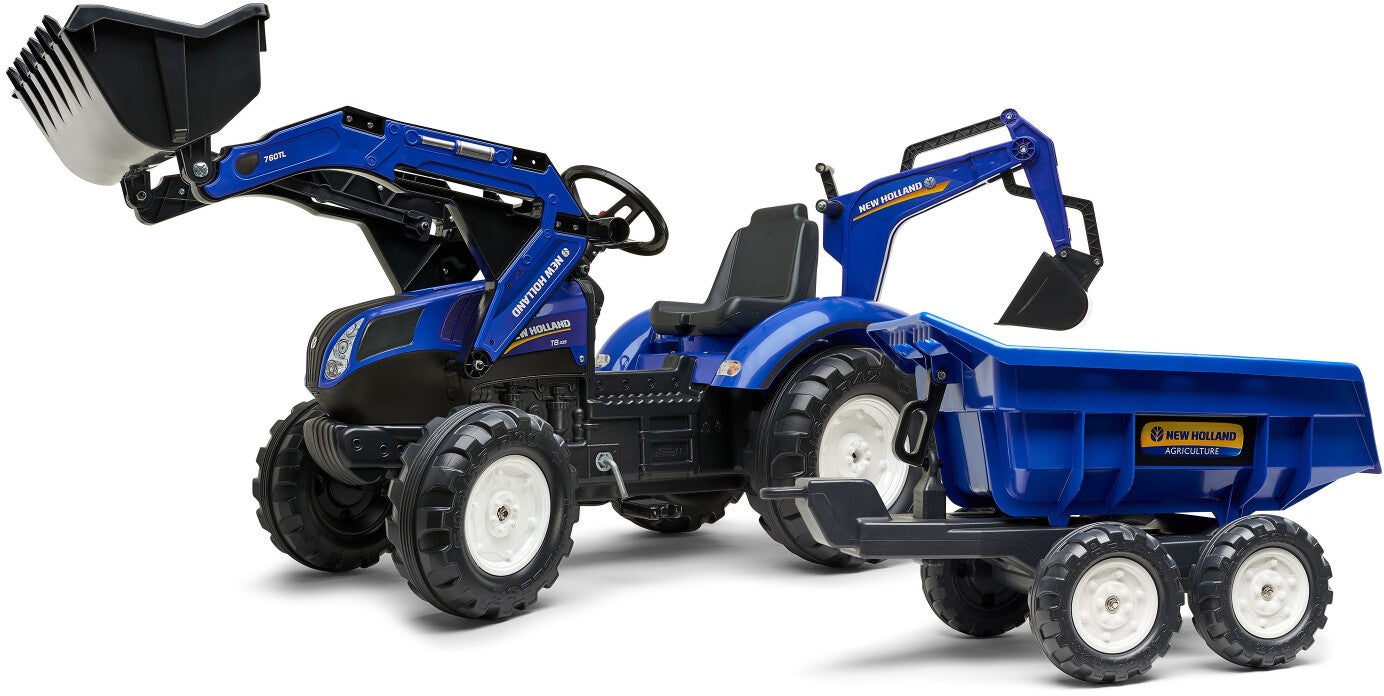 Falk New Holland Trettraktor mit Anhänger, Blau von Falk