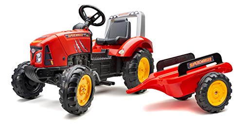 Falk 2020AB Tracteur à pédales Supercharger Rouge Avec Capot ouvrant et remorque incluse Traktoren, rot, Large von Falk