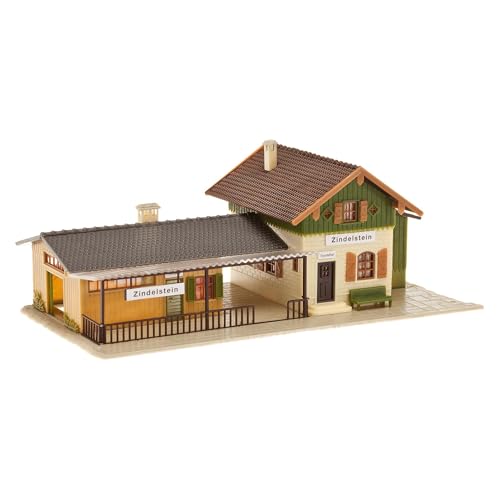 FALLER Kleinstation Zindelstein Modellbausatz mit 86 Einzelteilen 202 x 102 x 75 mm I Modelleisenbahn Zubehör H0 Gebäude I Modelleisenbahn H0 Bahnhof von FALLER