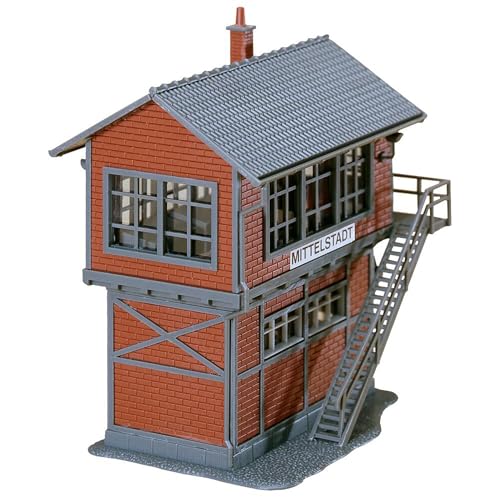 FALLER Stellwerk Mittelstadt Modellbausatz mit 364 Einzelteilen 83 x 62 x 101 mm I Modelleisenbahn Zubehör H0 Gebäude I Modelleisenbahn H0 Stellwerk von FALLER