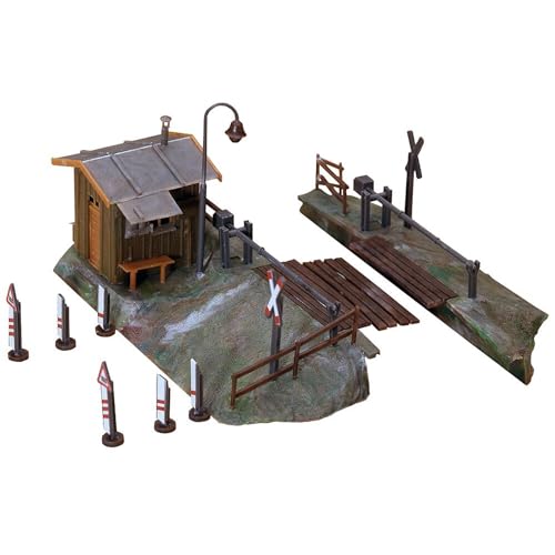FALLER Feldwegübergang Modellbausatz mit 62 Einzelteilen 130 x 120 x 50 mm I Modelleisenbahn Zubehör H0 Gebäude I Modelleisenbahn H0 Übergang von FALLER