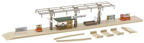 FALLER 120188 - Bahnsteig mit Kiosk, 53 mm, grün von FALLER