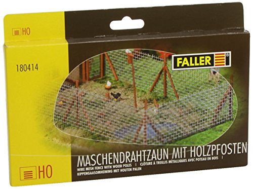 FALLER FA180414 180414 Wire Mesh Fence w/Poles Scenery and Accessories Bauset, Weiss/opulenter Garten, Large von FALLER