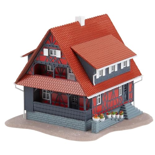 Faller 130587 Fachwerkhaus mit Brunnen, One Size, Grau und Rot, Weiss/Opulenter Garten von FALLER