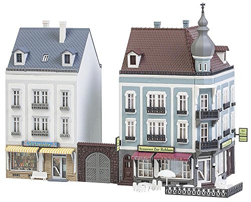 Faller FA 232387 - 2 Stadthäuser Beethovenstraße, Zubehör für die Modelleisenbahn, Modellbau, 18.5 x 7.7 x 27.9 cm von FALLER